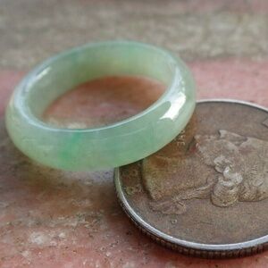 Certified Icy Green 100% Natural A JADE Jadeite Circle RING USA 7 戒指